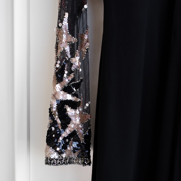 Bob Mackie Vintage 1980s Celestial Moon Stars Sequin Embellished Pink Black Gown - Picture 16 of 16